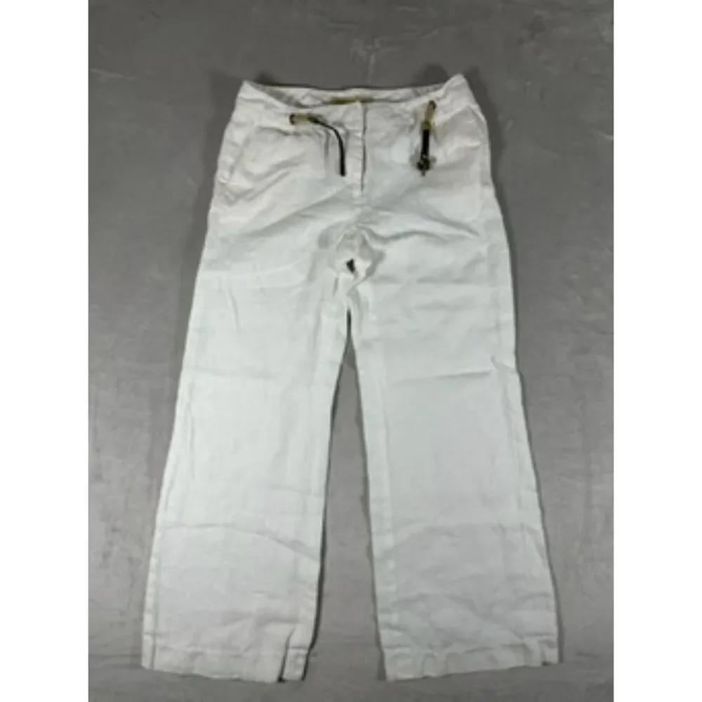 Michael Kors White Linen Pants‎ With Belt Size 6